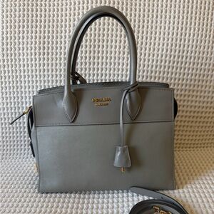 Prada Gray Leather Satchel